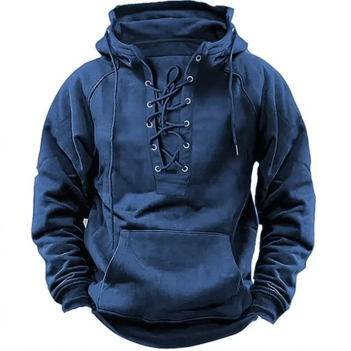 Men's Thick Lace-Up Hooded Relaxed Sweatshirt