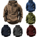 Men's Thick Lace-Up Hooded Relaxed Sweatshirt