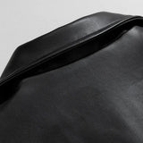 Men's Black Leather Oversized Bomber Jacket
