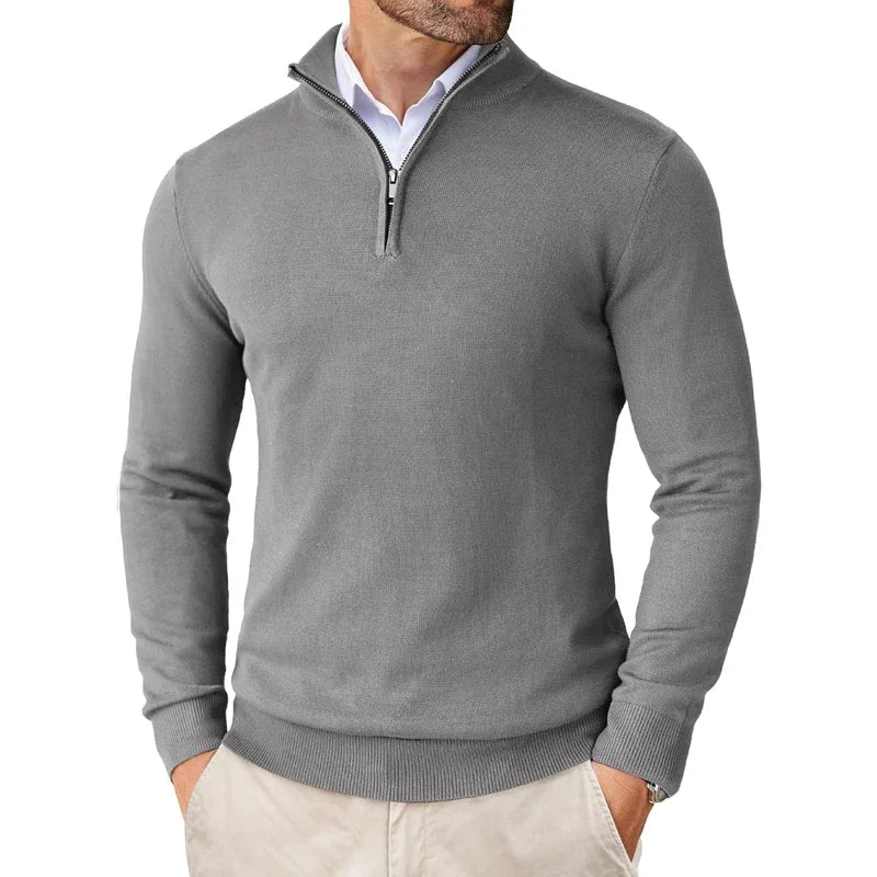 Men's Half-Zip Cotton Blend Sweater, Modern Fit