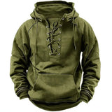 Men's Thick Lace-Up Hooded Relaxed Sweatshirt