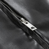 Men's Black Leather Oversized Bomber Jacket