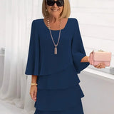 Women's Elegant Navy Midi Dress