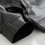 Men's Black Leather Oversized Bomber Jacket
