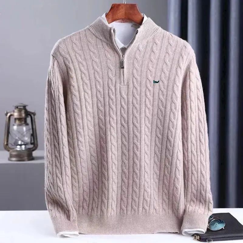 Men's Cable Knit Quarter Zip Sweater