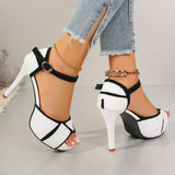 Women's Two-Tone Platform Stiletto Ankle-Strap Heels
