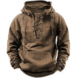 Men's Thick Lace-Up Hooded Relaxed Sweatshirt