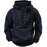 Men's Thick Lace-Up Hooded Relaxed Sweatshirt