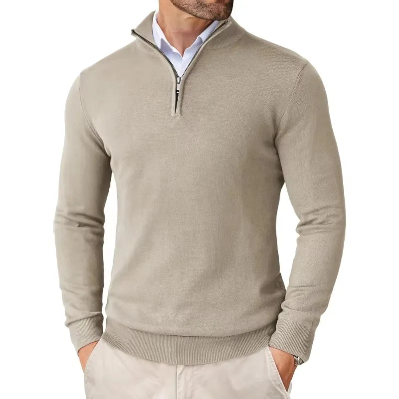 Men's Half-Zip Cotton Blend Sweater, Modern Fit