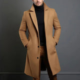 Men's Tailored Wool Overcoat – Timeless Long Winter Coat for Both Smart and Casual Outfits