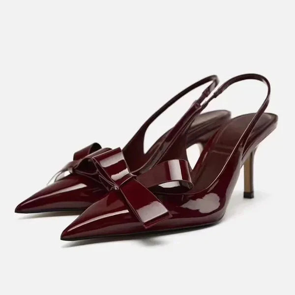 Women's Pointed-Toe Bow Slingback Stiletto Pumps