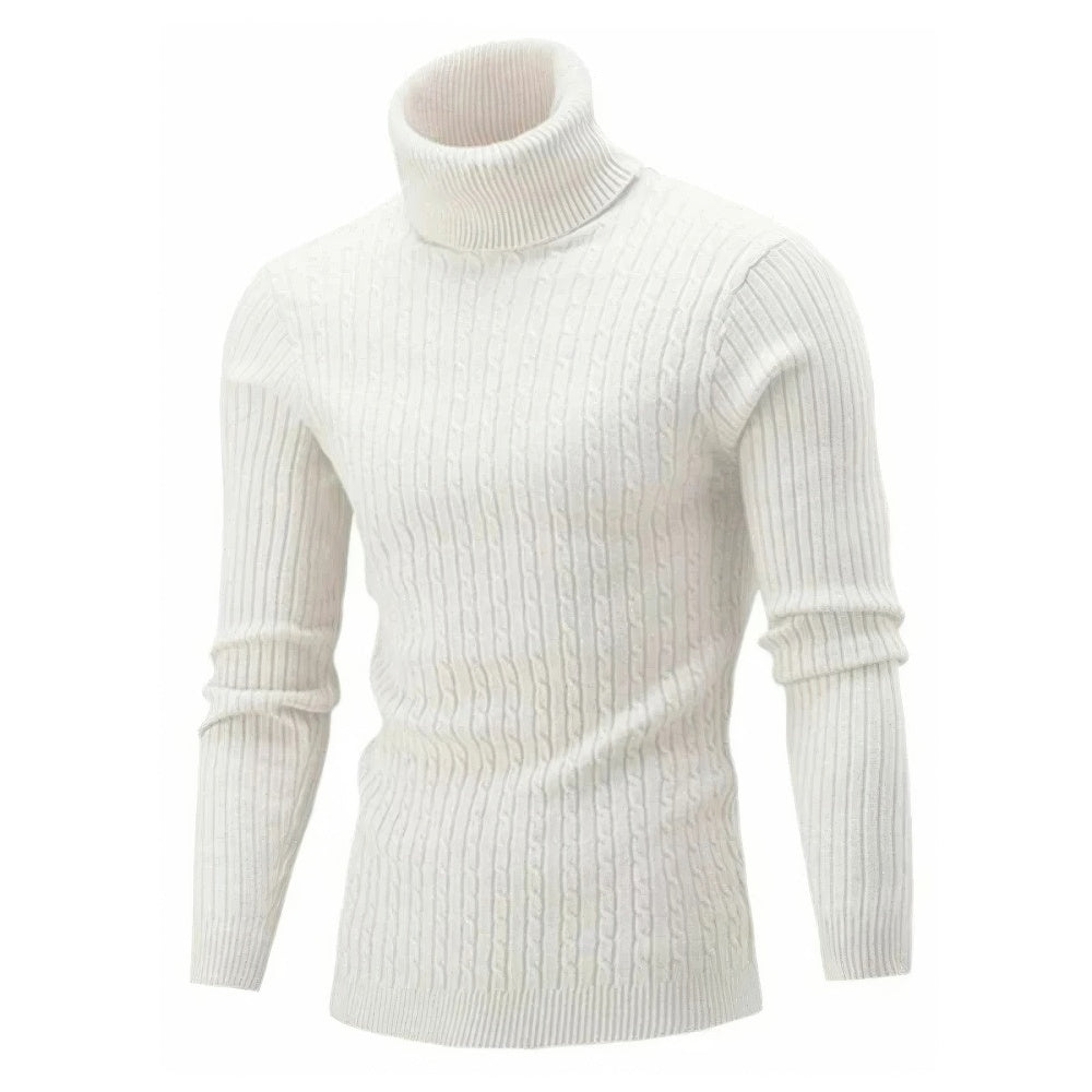 Men's Ribbed Turtleneck Knit Sweater