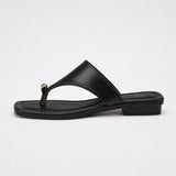 Women's Square-Toe Kitten Heel Toe-Post Sandals