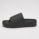 Women's Ribbed Strap EVA Platform Slide Sandals