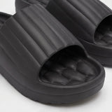 Women's Ribbed Strap EVA Platform Slide Sandals
