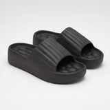 Women's Ribbed Strap EVA Platform Slide Sandals