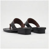 Women's Square-Toe Kitten Heel Toe-Post Sandals