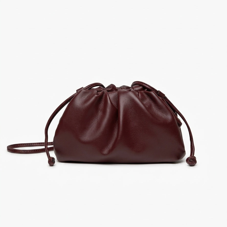 Women's Pleated Vegan Leather Crossbody Pouch