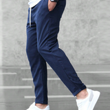 Men's Grey Slim Fit Drawstring Trousers