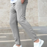 Men's Grey Slim Fit Drawstring Trousers