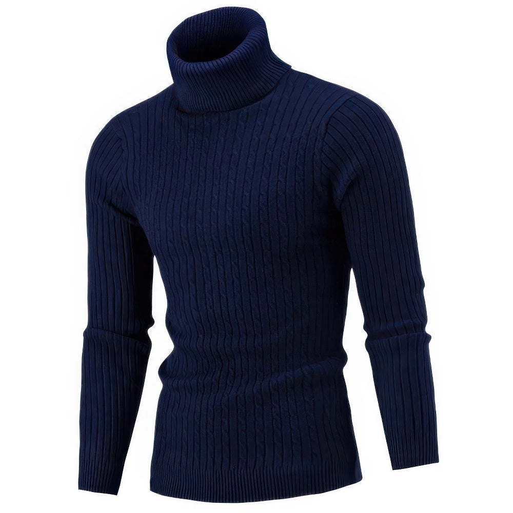 Men's Ribbed Turtleneck Knit Sweater