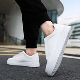 Men's White Leather Sneakers with Cushioned Lining