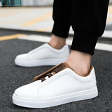 Men's White Leather Sneakers with Cushioned Lining