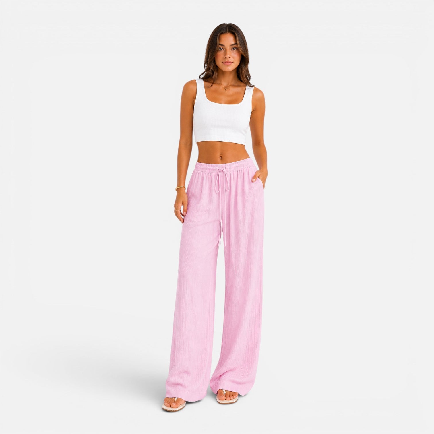 Women's Wide-Leg Drawstring Trousers
