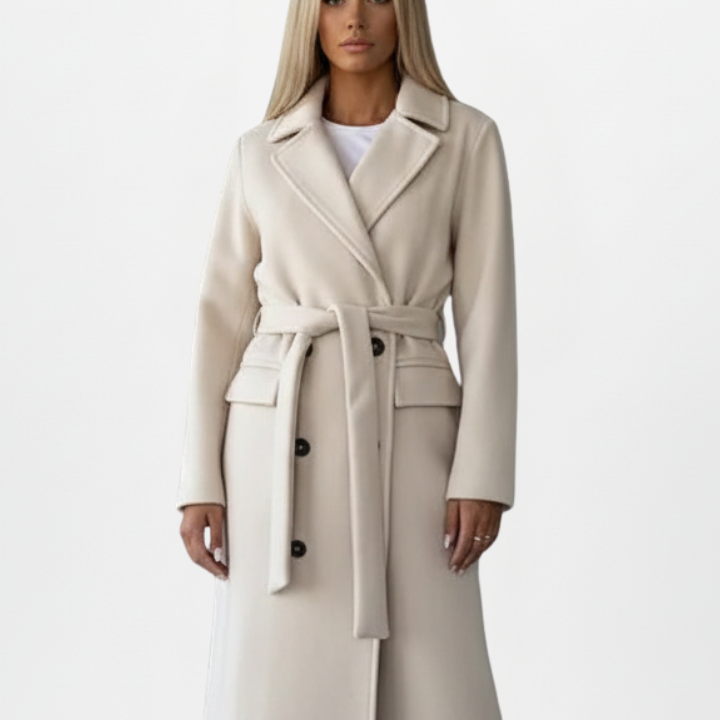 Women's Double-Breasted Belted Long Trench Coat