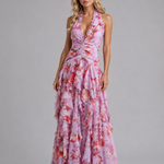 Women's Floral Halter Maxi Dress
