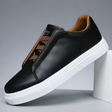 Men's White Leather Sneakers with Cushioned Lining