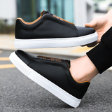 Men's White Leather Sneakers with Cushioned Lining