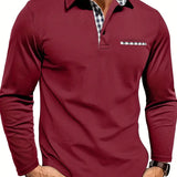 Men's Slim Fit Long Sleeve Check Trim Polo