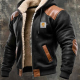 Men's Hooded Suede and Leather Jacket