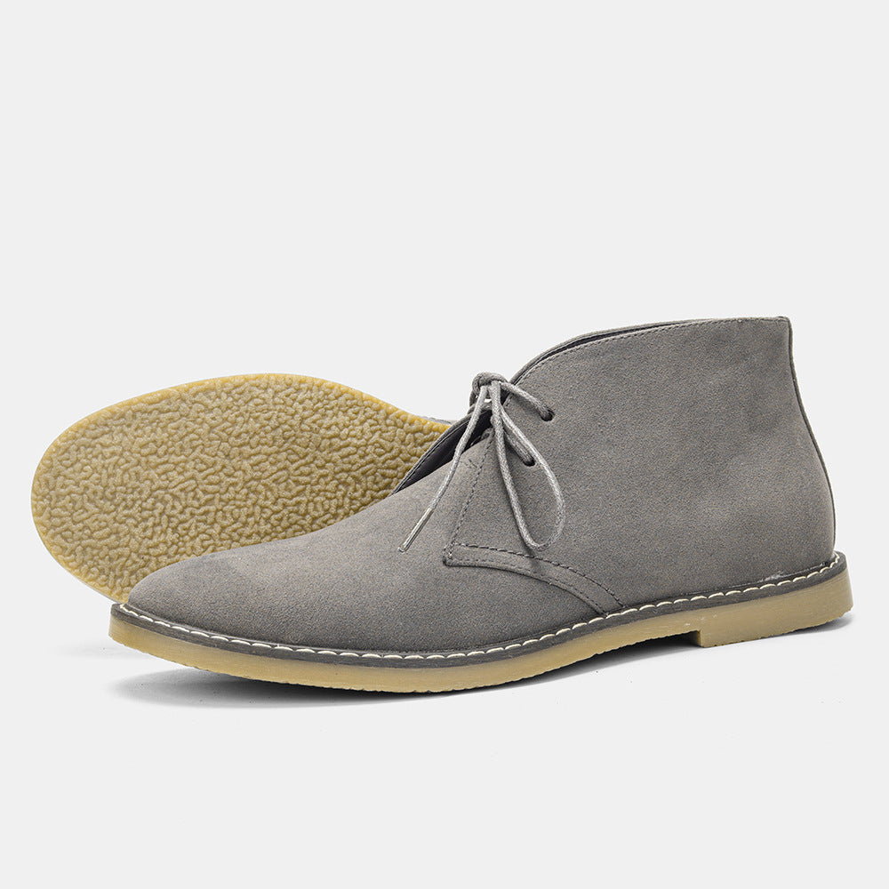 Men's Lace-Up Chukka Boots with Rubber Sole