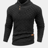 Men's High-Neck Cotton Bamboo Blend Knit Sweater