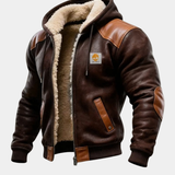 Men's Hooded Suede and Leather Jacket