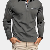 Men's Slim Fit Long Sleeve Check Trim Polo