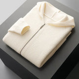 Men's Merino Wool Honeycomb Knit Hooded Sweater