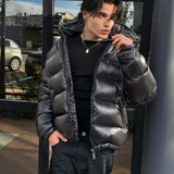 Men's Sherpa-Lined Quilted Hooded Winter Jacket