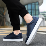 Men's White Leather Sneakers with Cushioned Lining