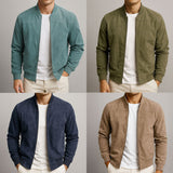 Men's Suede Leather Jacket with Tailored Collar