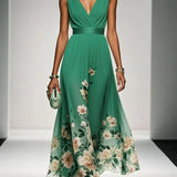 Women's Lightweight Green Summer Long Dress