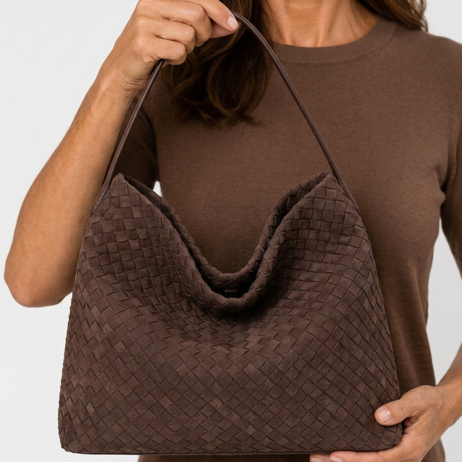 Women's Structured Faux Suede Tote Bag