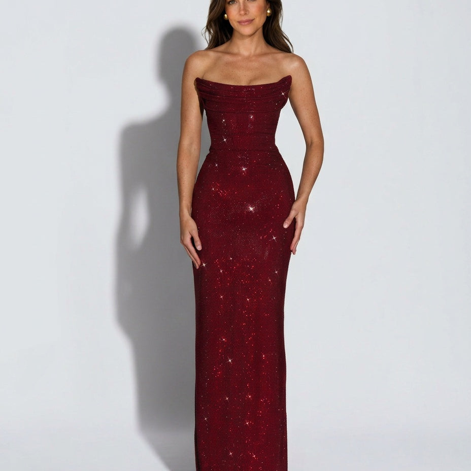 Women's Lace-Trim Sleeveless Maxi Dress