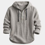 Men's Hooded Linen Blend Henley Shirt