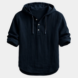 Men's Hooded Linen Blend Henley Shirt
