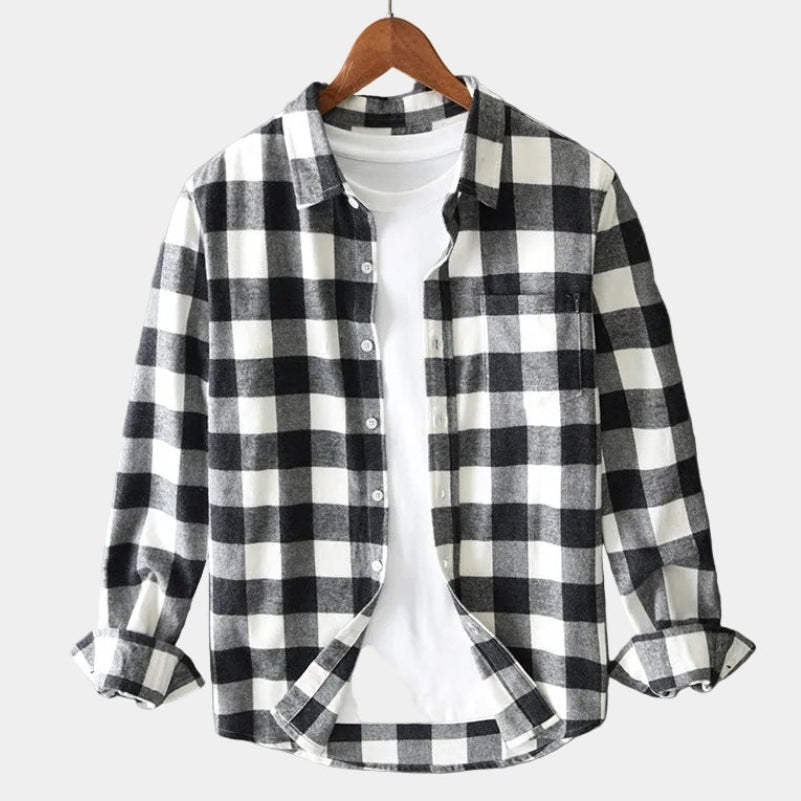 Men's Plaid Flannel Button-Up Shirt