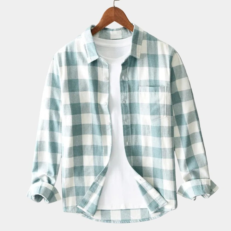 Men's Plaid Flannel Button-Up Shirt
