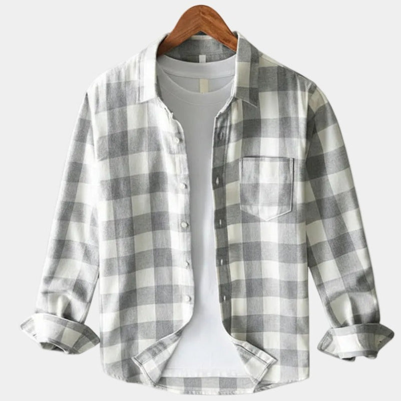 Men's Plaid Flannel Button-Up Shirt
